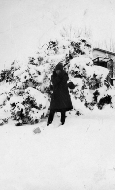 Gail Dollins in Snow  - ca 1930